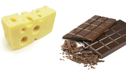 Swiss cheese block and high-end chocolate bars